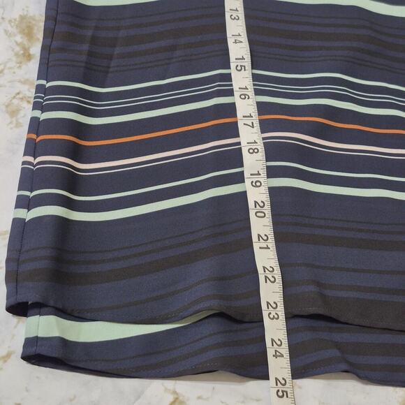 Ann Taylor Sleeveless Blouse Women Medium Tank Blue Striped Office Chic Business - Picture 4 of 7